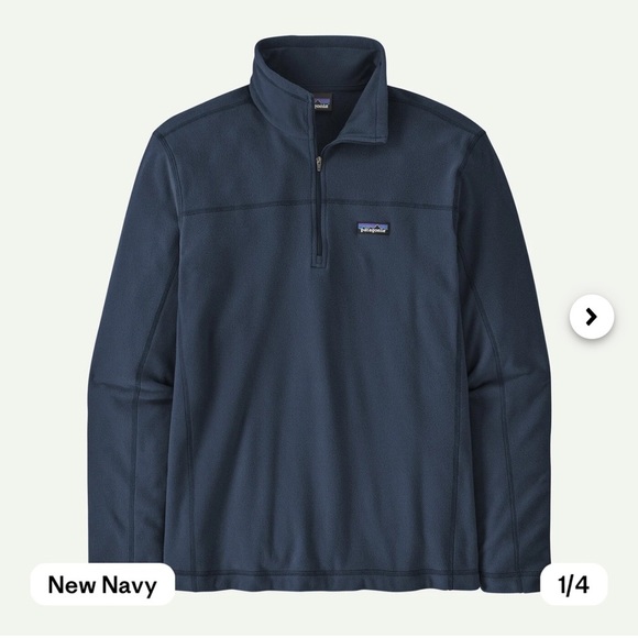 Patagonia Men’s Micro D fleece 1/4 zip pullover Navy Blue Sz Small - Picture 2 of 7